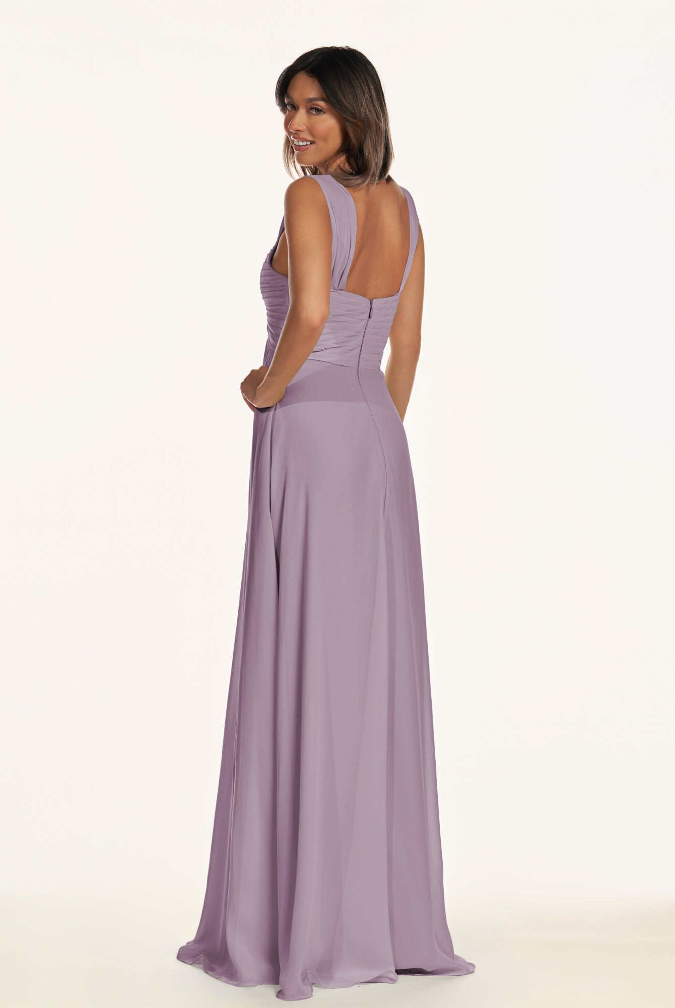 KissDress-Breona Dusk A Line Chiffon Off the Shoulder Twisted Long Bridesmaid Dress