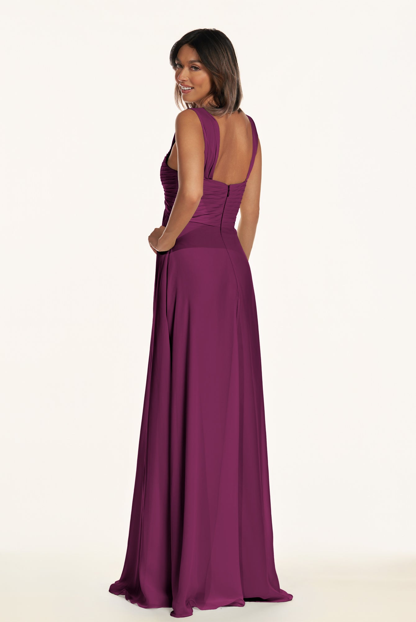 KissDress-Breona Fig A Line Chiffon Off the Shoulder Twisted Long Bridesmaid Dress