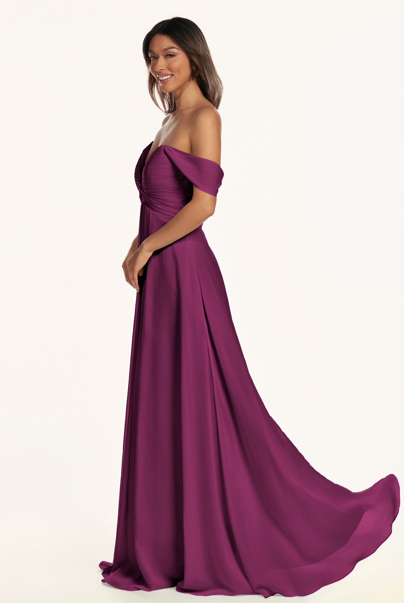 KissDress-Breona Fig A Line Chiffon Off the Shoulder Twisted Long Bridesmaid Dress