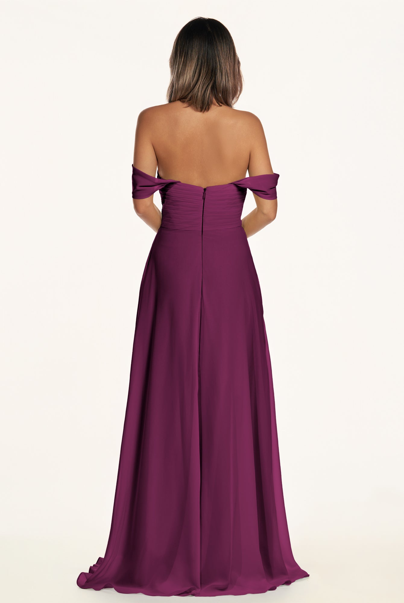 KissDress-Breona Fig A Line Chiffon Off the Shoulder Twisted Long Bridesmaid Dress