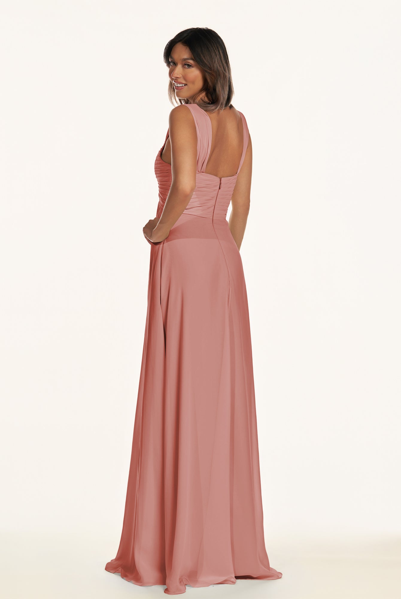 KissDress-Breona Mulberry A Line Chiffon Off the Shoulder Twisted Long Bridesmaid Dress