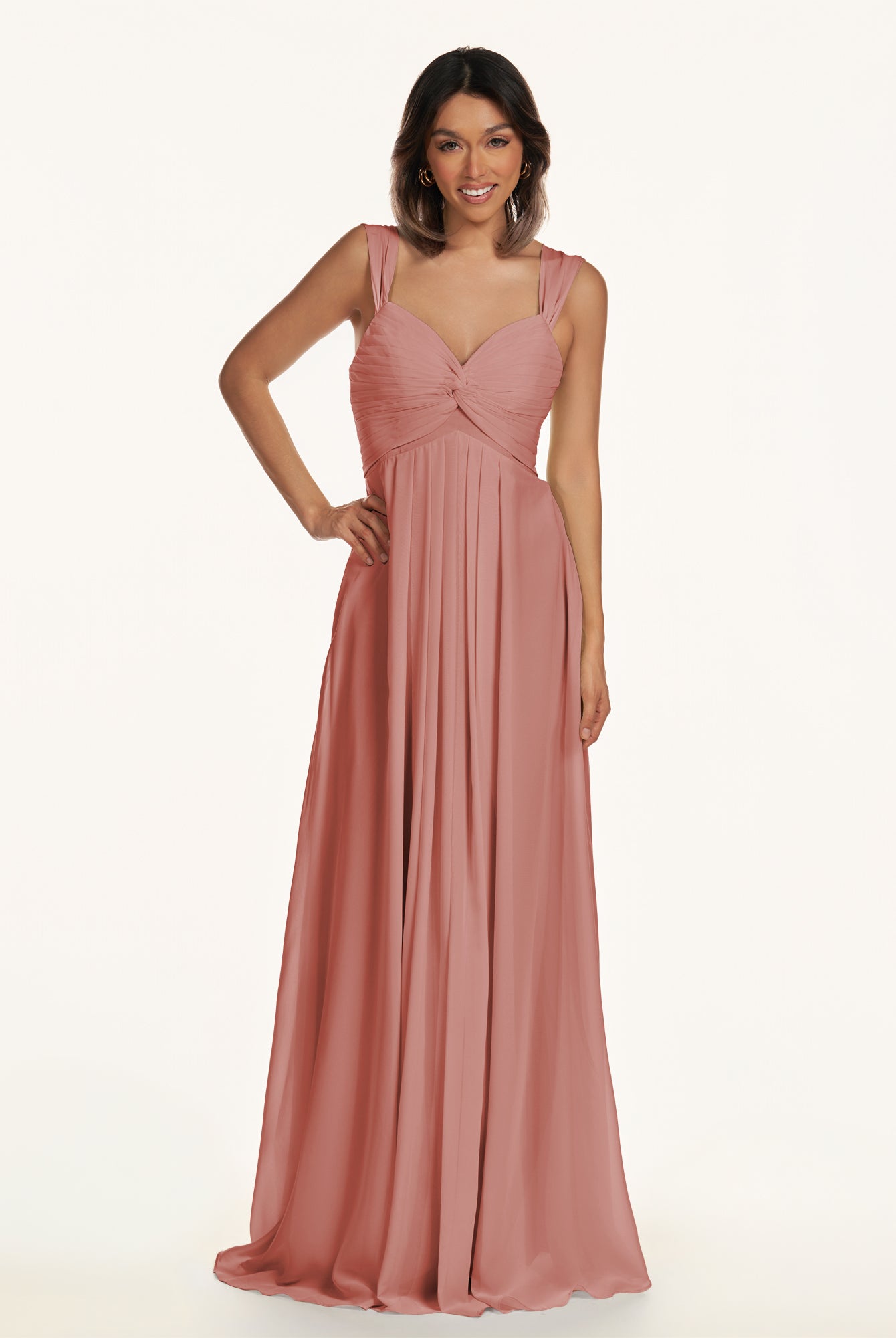 KissDress-Breona Mulberry A Line Chiffon Off the Shoulder Twisted Long Bridesmaid Dress