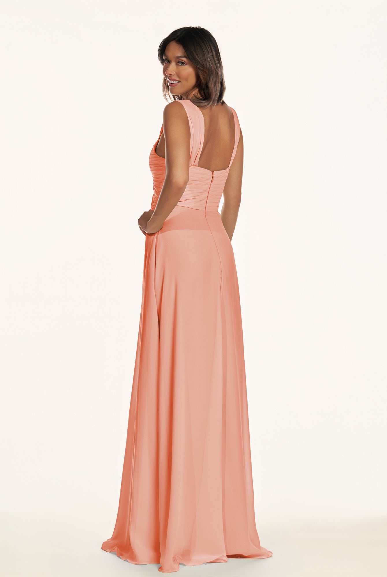 KissDress-Breona Rosette A Line Chiffon Off the Shoulder Twisted Long Bridesmaid Dress