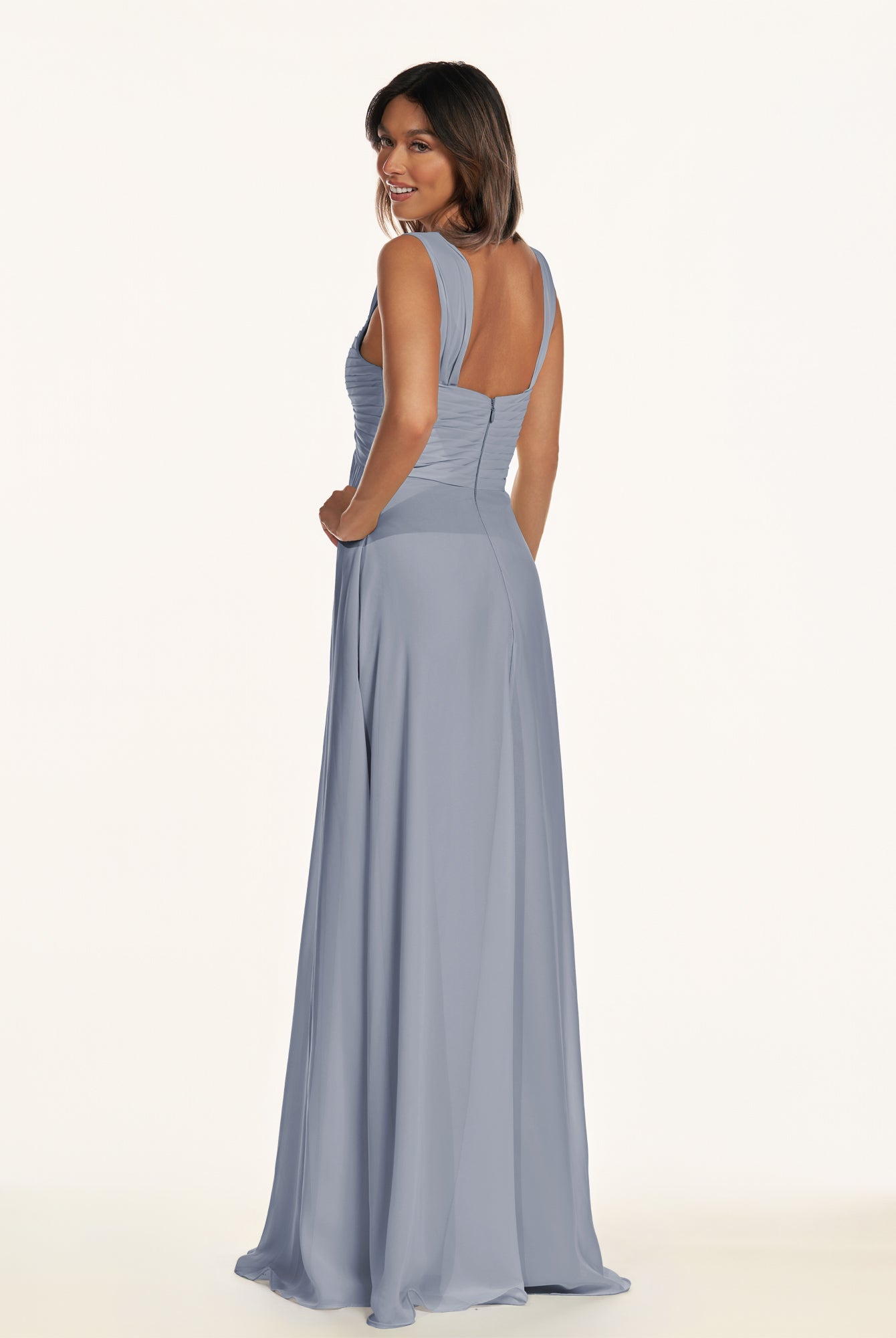 KissDress-Breona Twilight A Line Chiffon Off the Shoulder Twisted Long Bridesmaid Dress