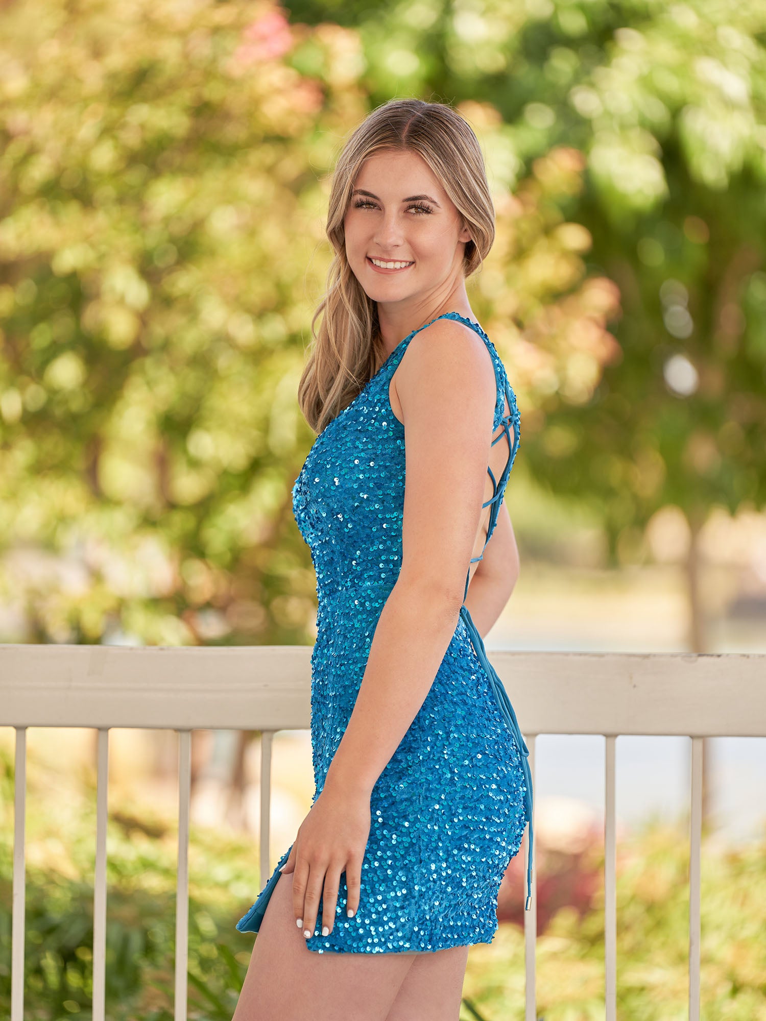 Blue Sheath One Shoulder Sequin Homecoming Dress With Slit