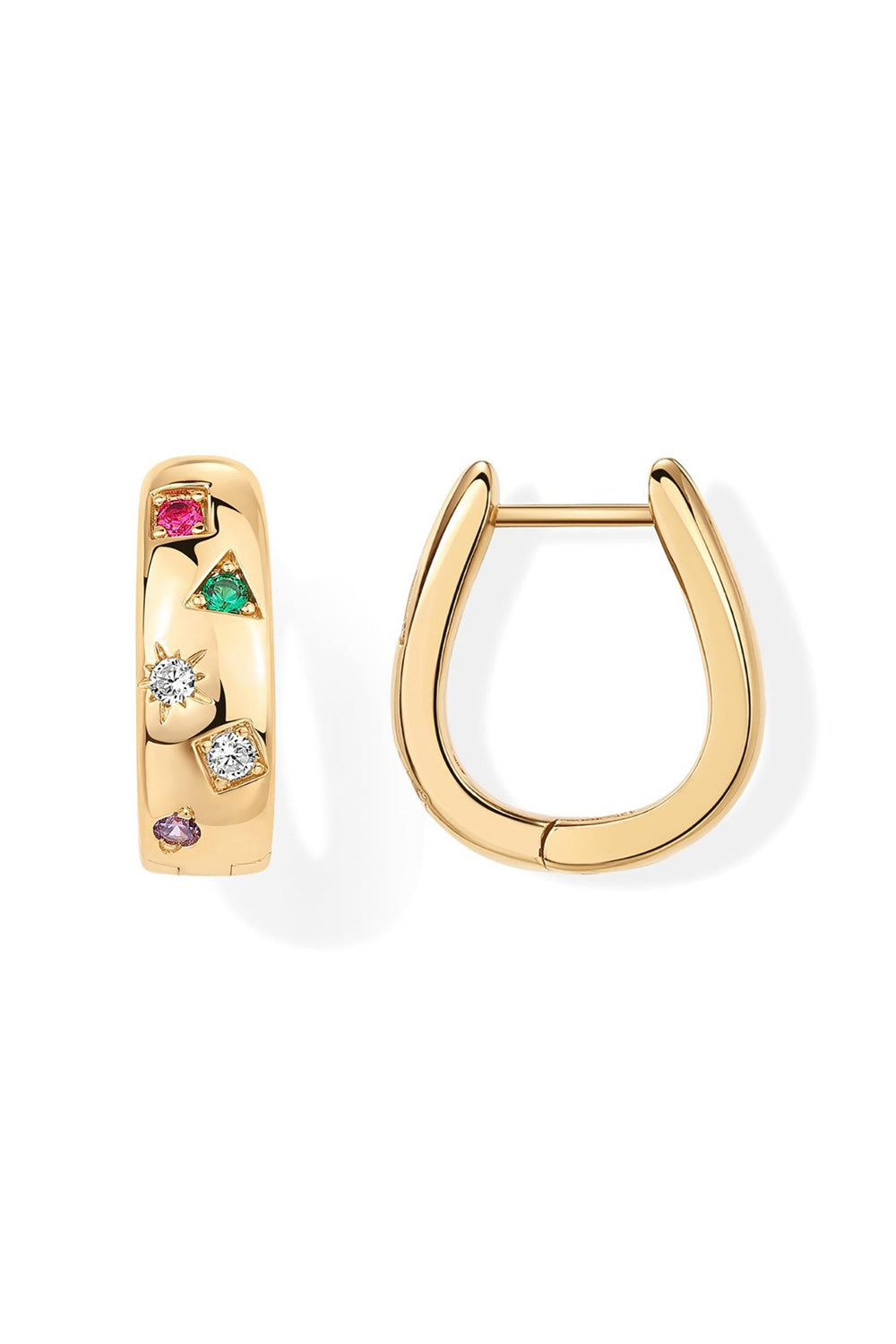 Chunky Huggie Earrings Crystal