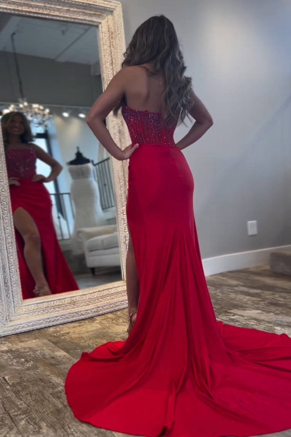 Mermaid Scoop Neck Blue Satin Long Prom Dresses