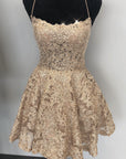 Criss Cross Lace Short Sky Blue Homecoming Dress