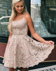 Criss Cross Lace Short Sky Blue Homecoming Dress