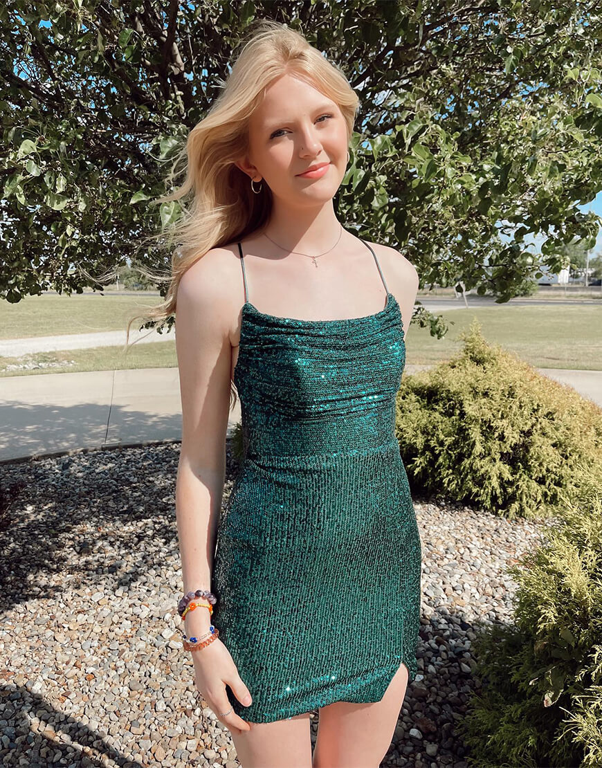 Sheath Sequin Short Mini Homecoming Dress