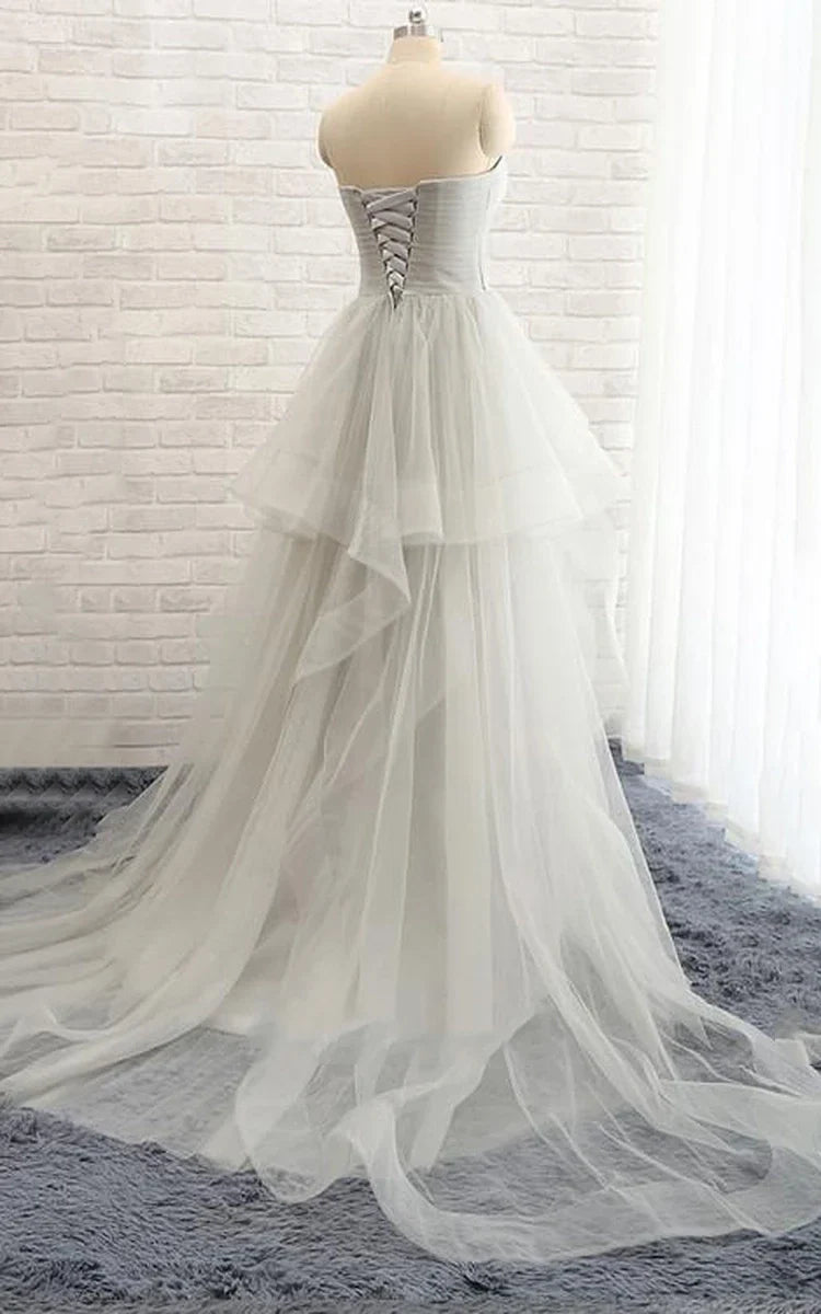 Elegant A-line Sweetheart Lace-Up Sleeveless Wedding Dresses with Beading