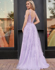 Navy Blue A-line Sweetheart Lace Tulle Prom Dress With Slit