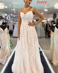 Navy Blue A-line Sweetheart Lace Tulle Prom Dress With Slit