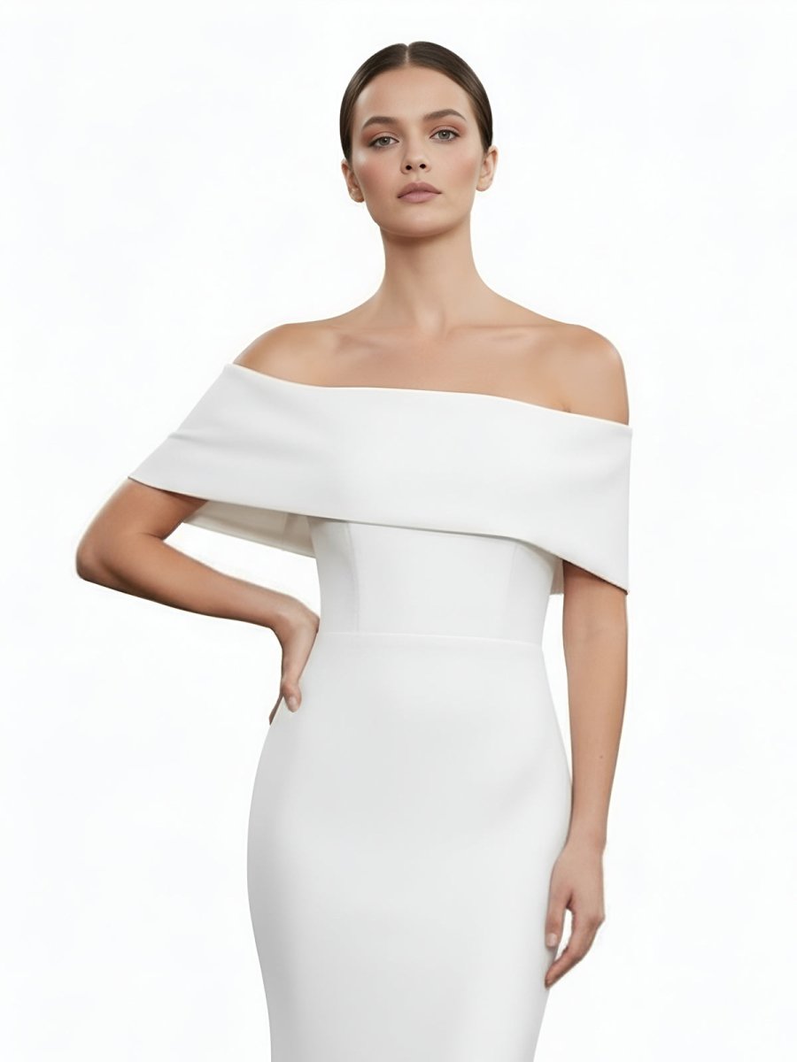 KissDress-Elegant Trumpet Mermaid Off-The-Shoulder Elastic Satin Wedding Dresses