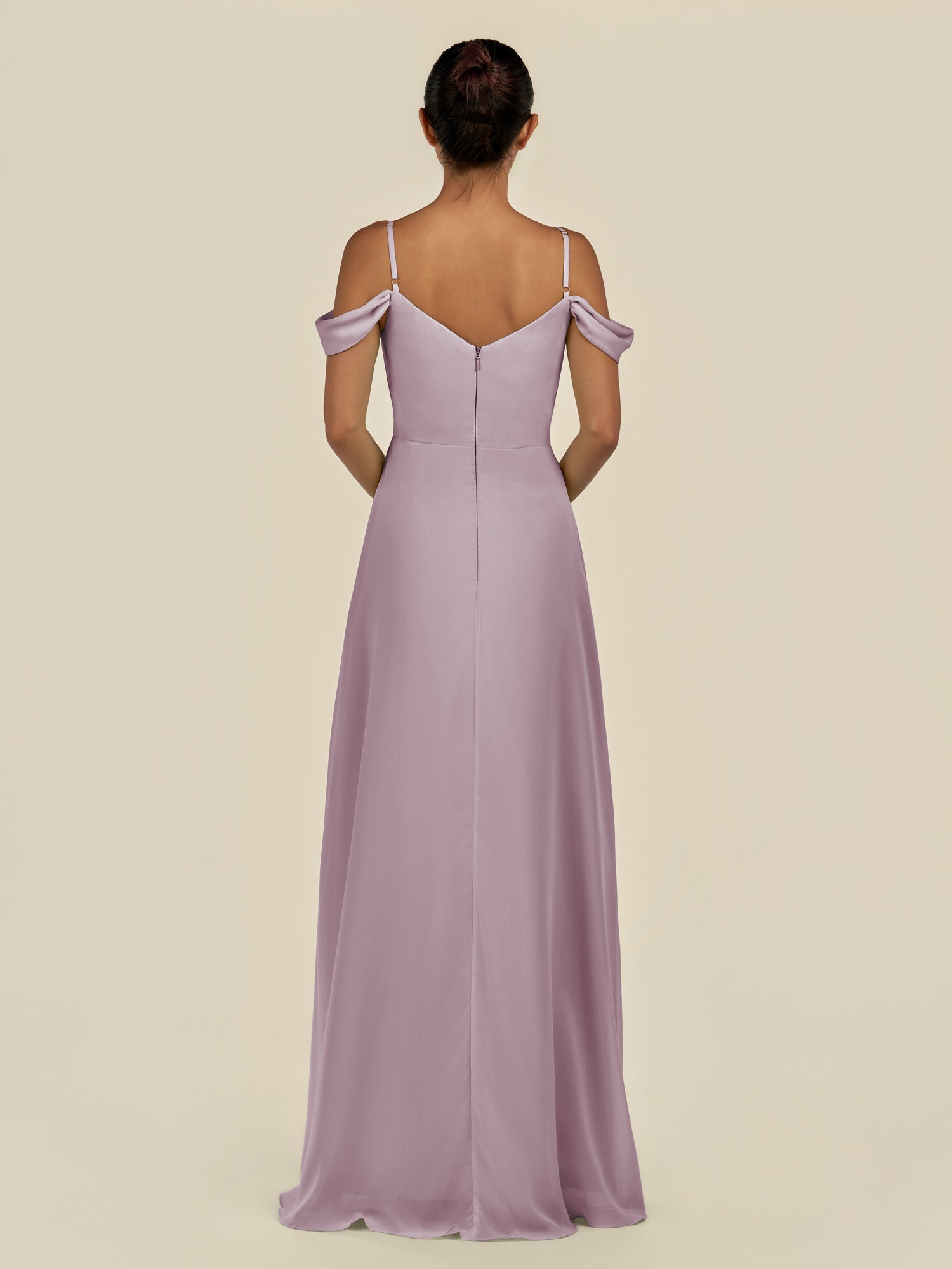 KissDress-Elvani Dusk A Line Chiffon Off the Shoulder Long Bridesmaid Dress with Pleats