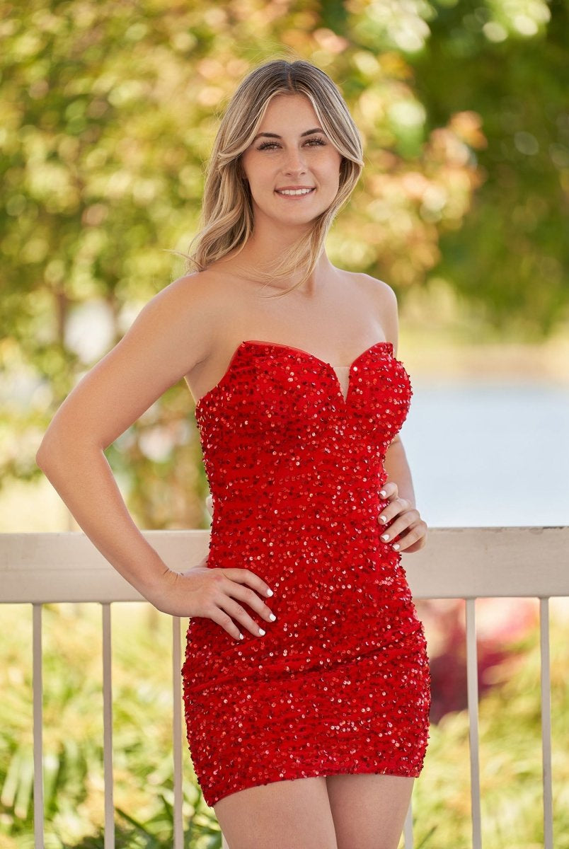 Evora | Bodycon Sweetheart Black Sequin Short Homecoming Dresses - KissProm