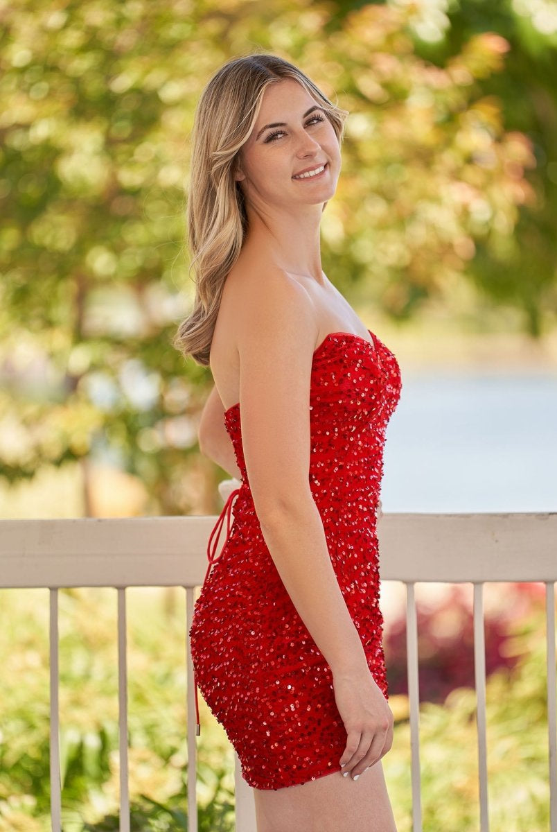 Evora | Bodycon Sweetheart Black Sequin Short Homecoming Dresses - KissProm