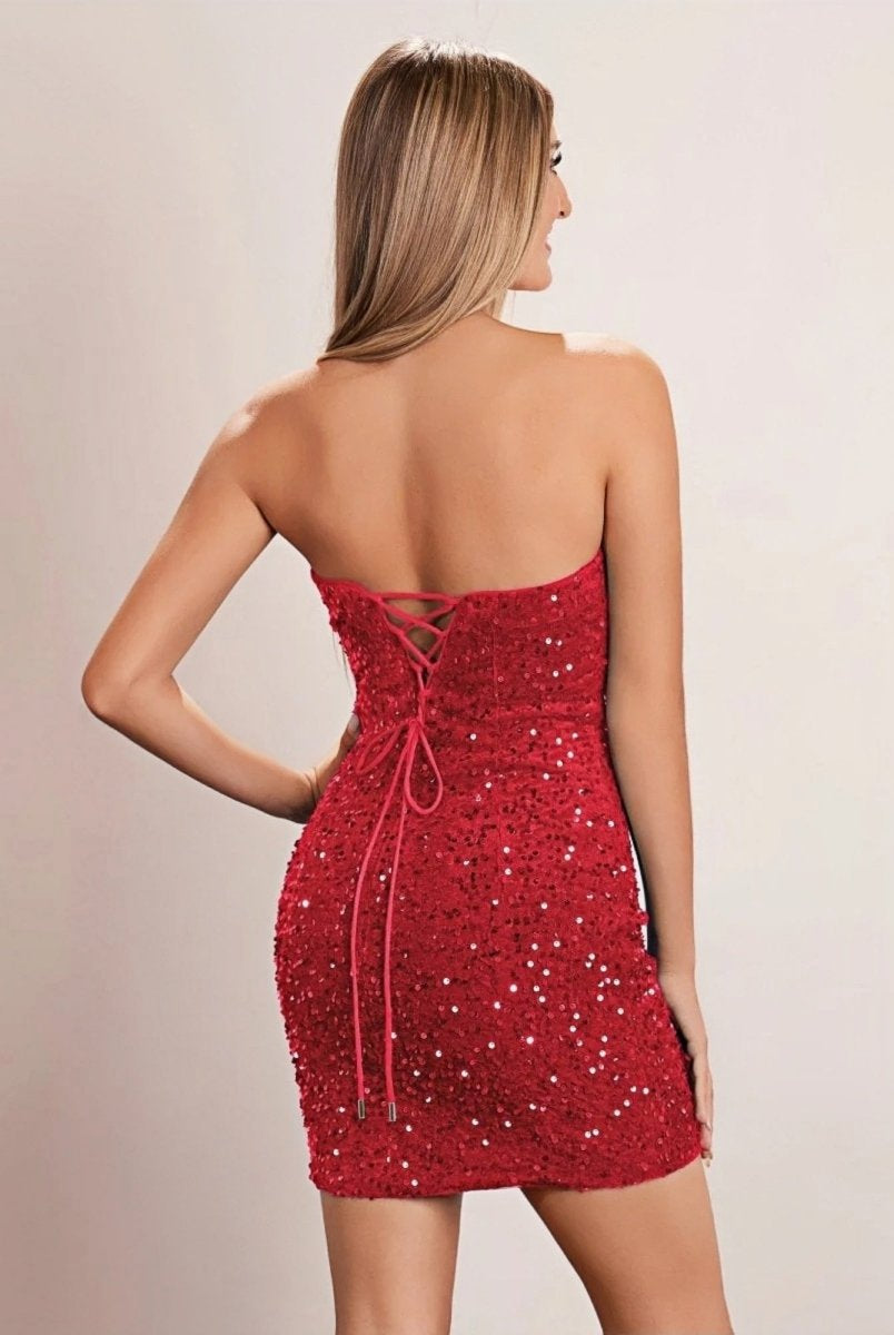 Evora | Bodycon Royal Blue Sweetheart Sequin Short Homecoming Dresses - KissProm