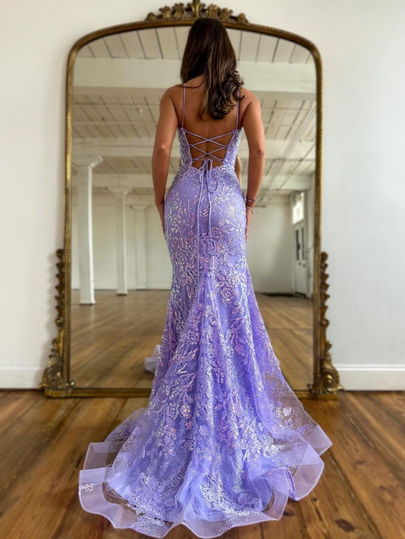 Mermaid Scoop Lace Long Prom Dress