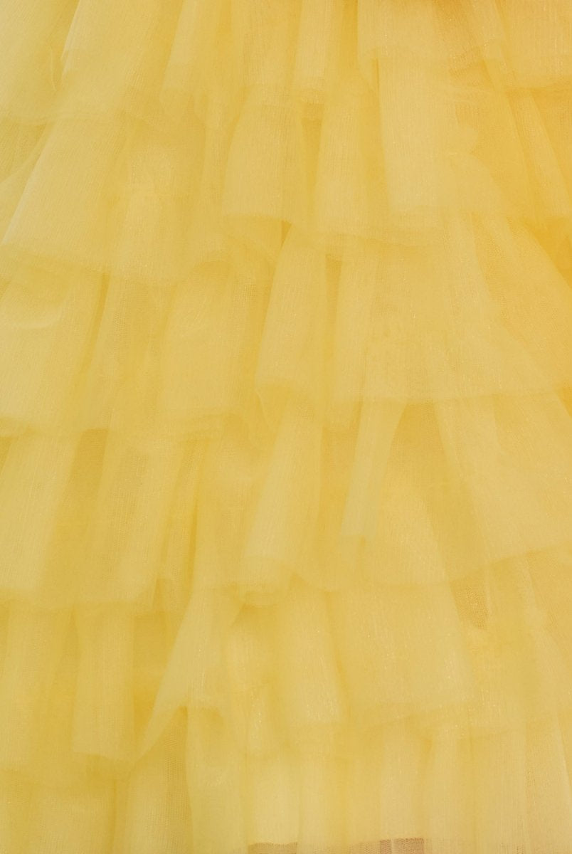 Feben | Strapless Tiered Ruffle Tulle Short Homecoming Dress With Flowers - KissProm