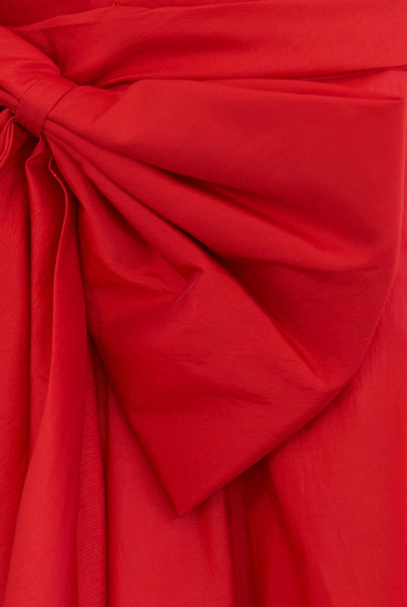 Fern | A - Line Red Strapless Mini Homecoming Dress with Bow - KissProm