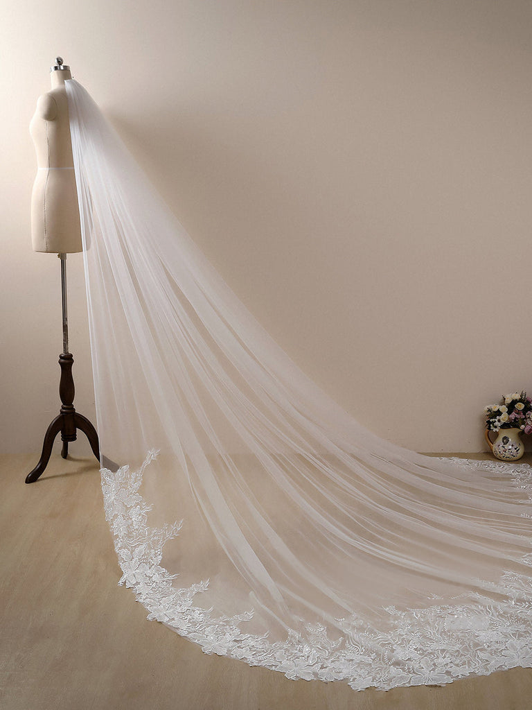 Flower Lace Cathedral Veil Bridal Veil Wedding Veil