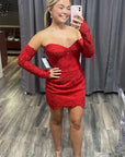 Sweetheart Navy Blue Lace Corset Bodycon Homecoming Dress