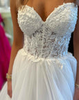 Red Tulle Appliques Sweetheart Ruffle Long Prom Dress