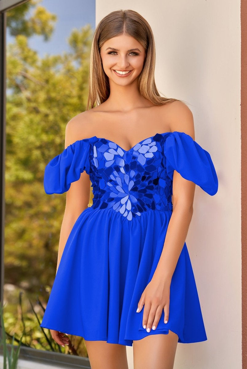 Galatea | Off the shoulder A - Line Short Red Off the shoulder Homecoming Dress - KissProm