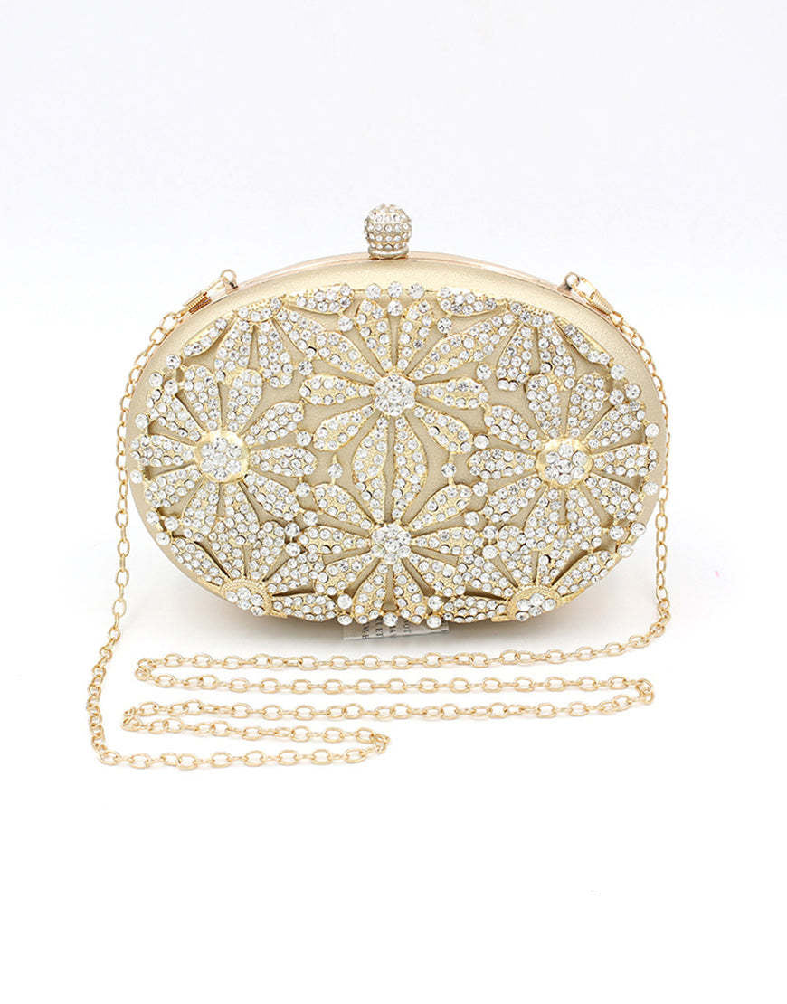 Gold Closure Beaded Clutch Bag