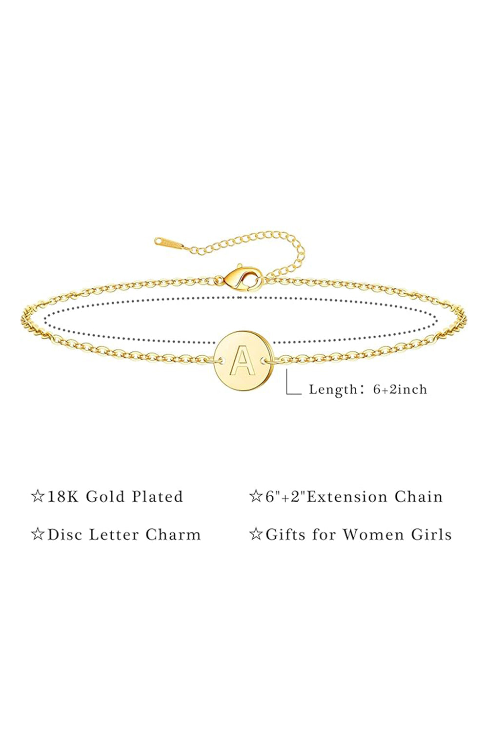 Gold Letter Initial Monogram Bracelets for Women