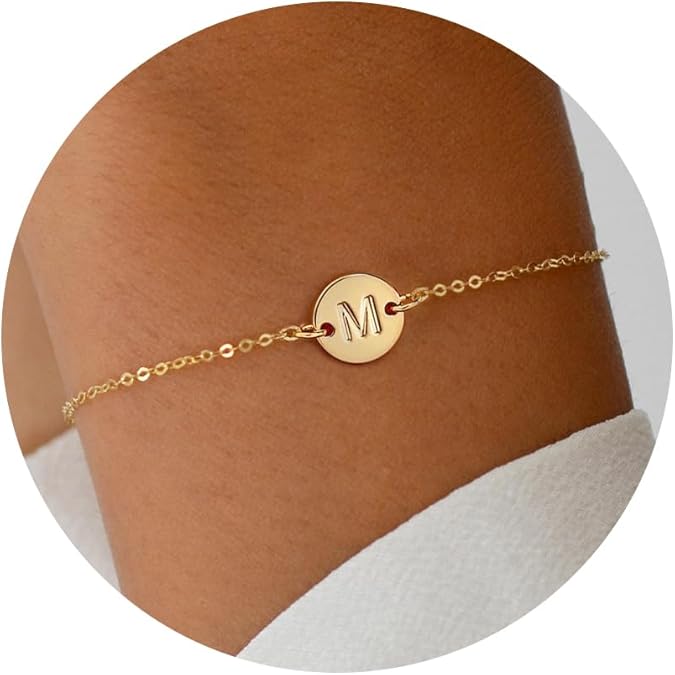 Gold Letter Initial Monogram Bracelets for Women