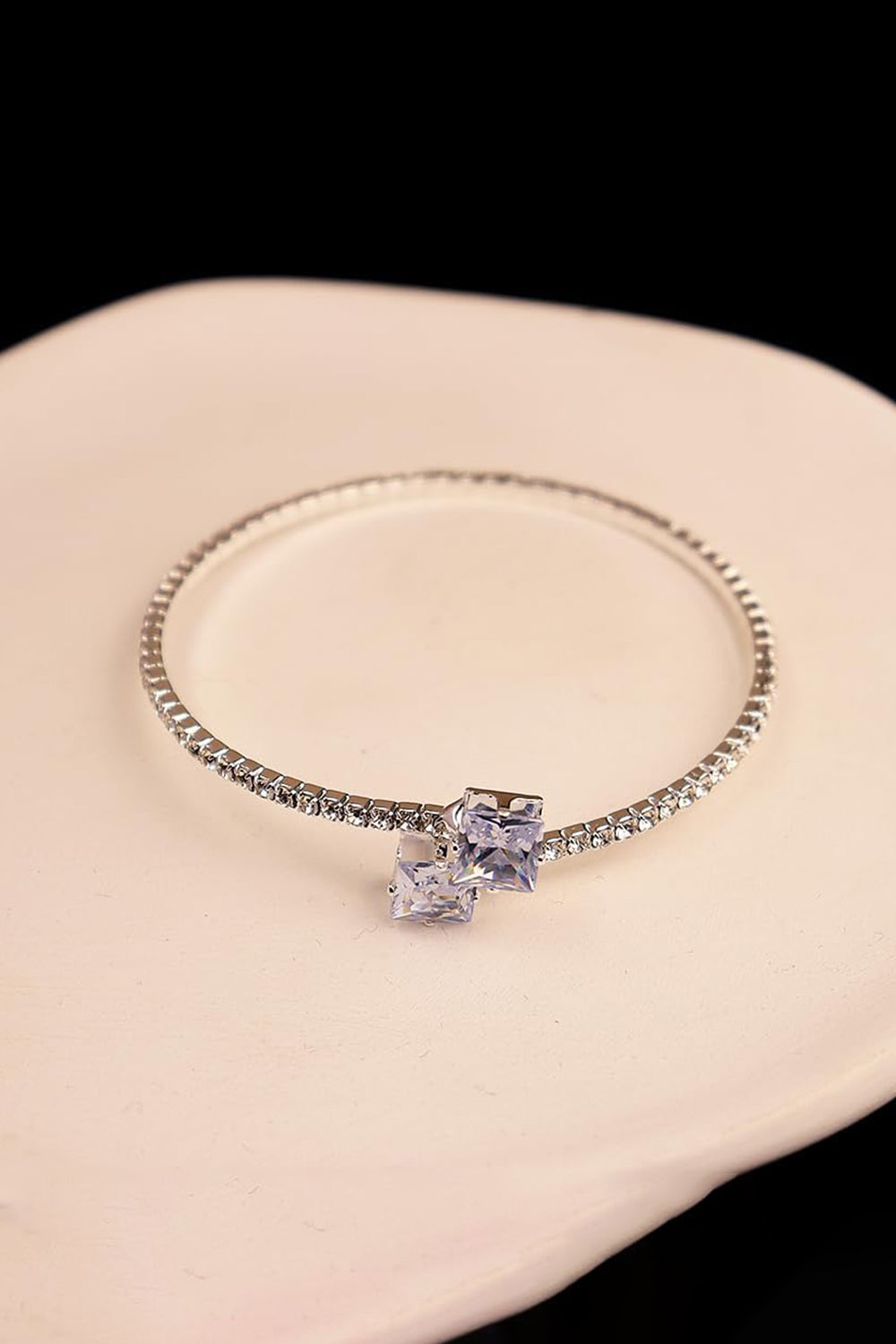 Gold Open Cuff Tennis Bracelets with Rhinestone