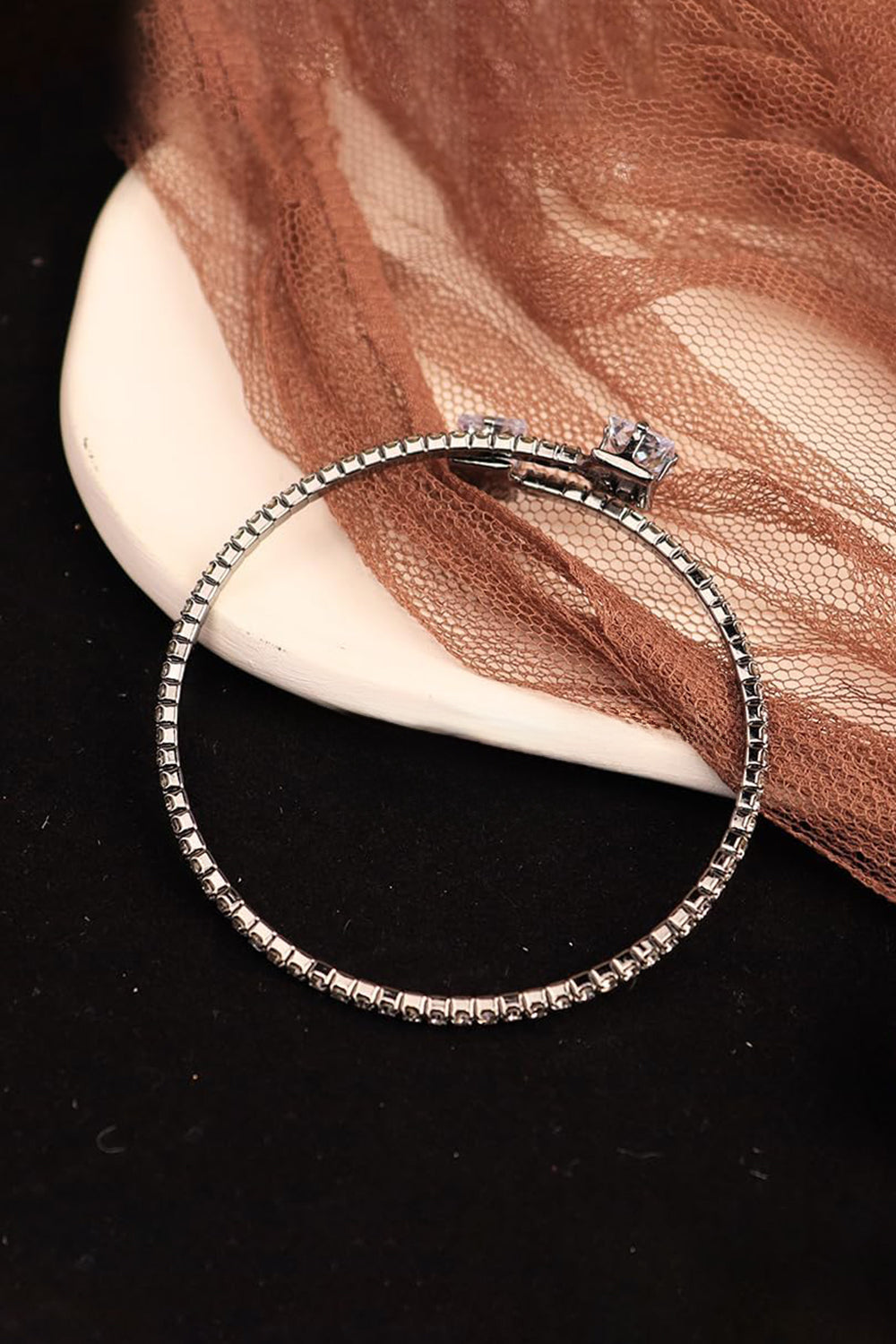 Gold Open Cuff Tennis Bracelets with Rhinestone