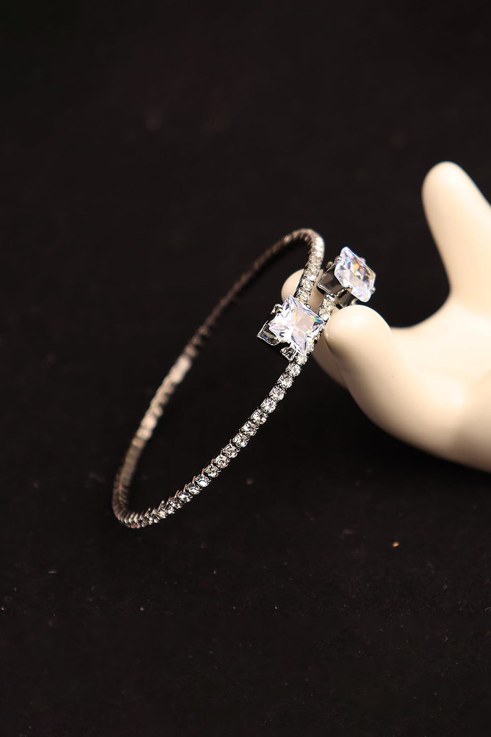 Gold Open Cuff Tennis Bracelets with Rhinestone