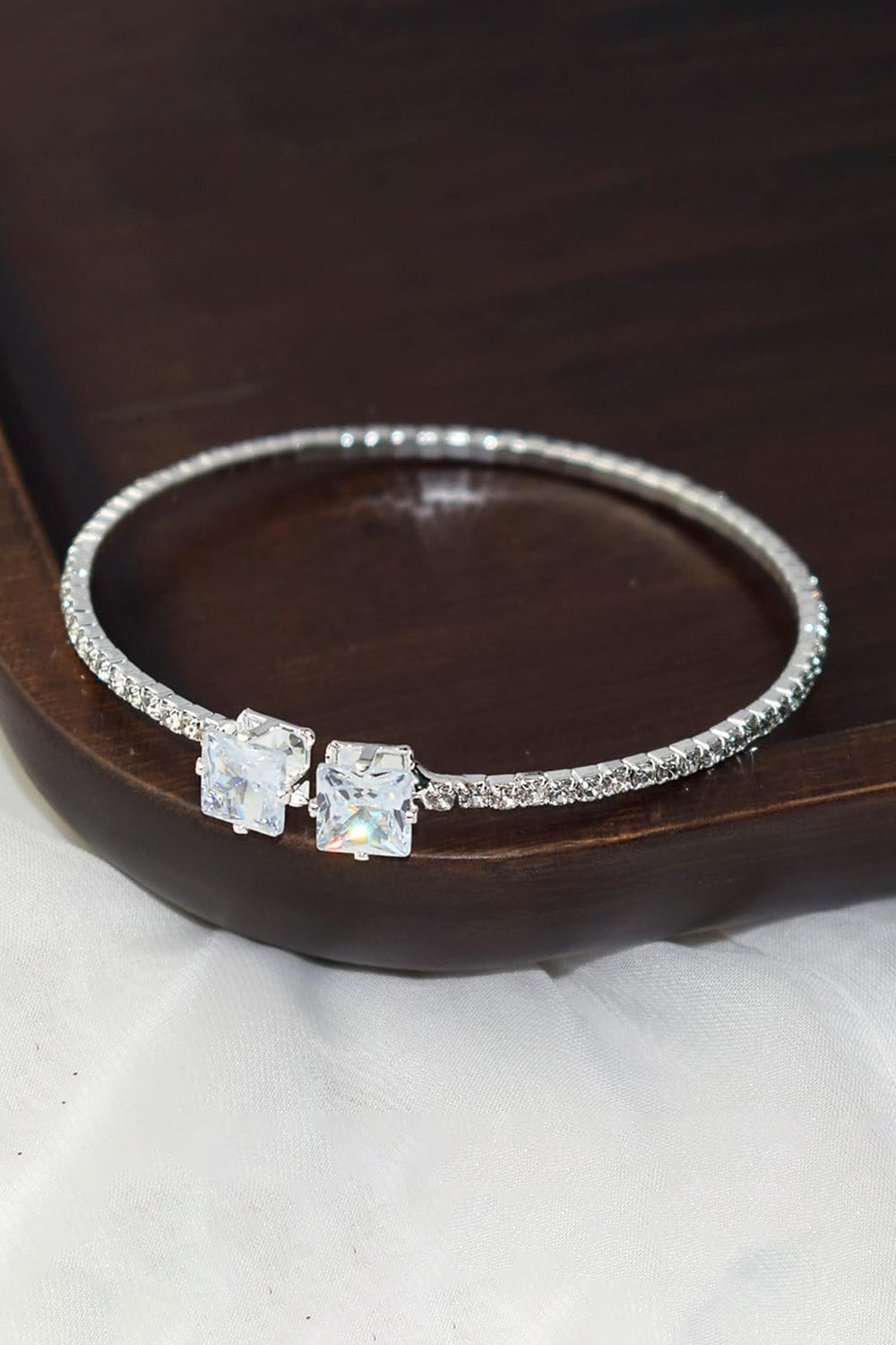 Gold Open Cuff Tennis Bracelets with Rhinestone