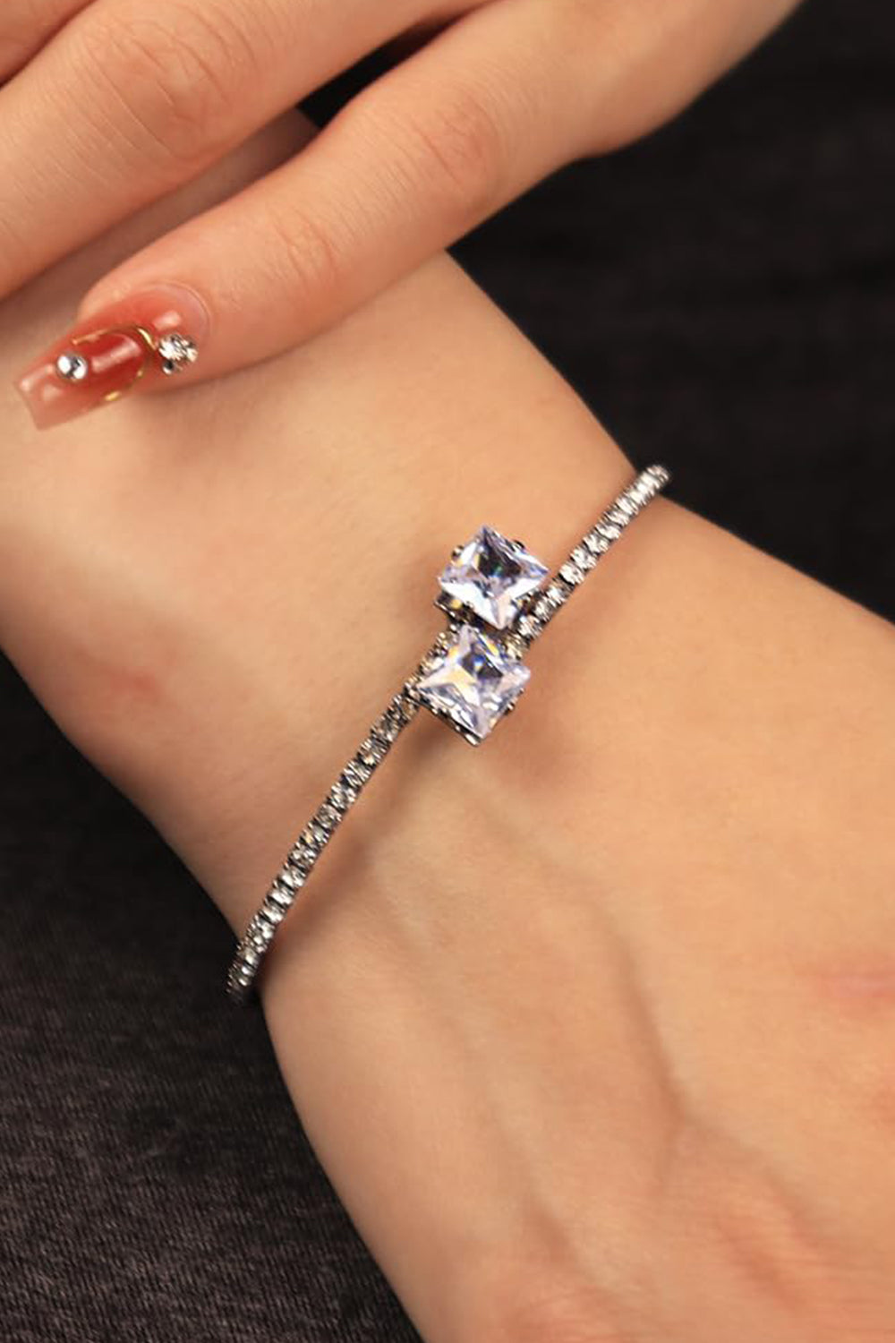 Gold Open Cuff Tennis Bracelets with Rhinestone