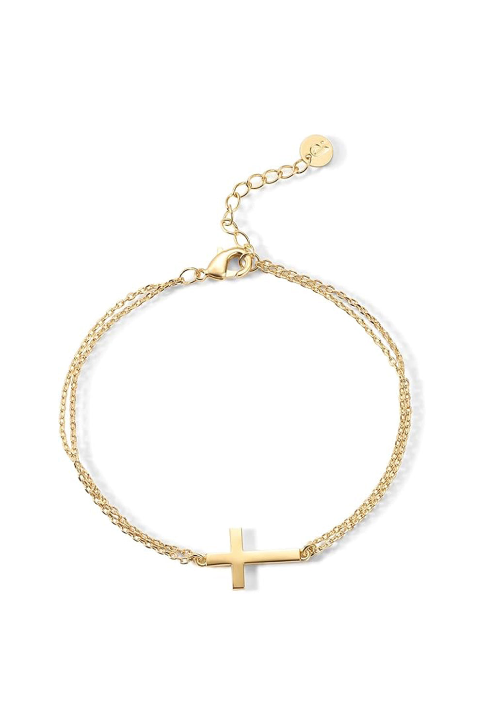 Gold Plated Sideways Cross Cubic Zirconia Station Bracelets