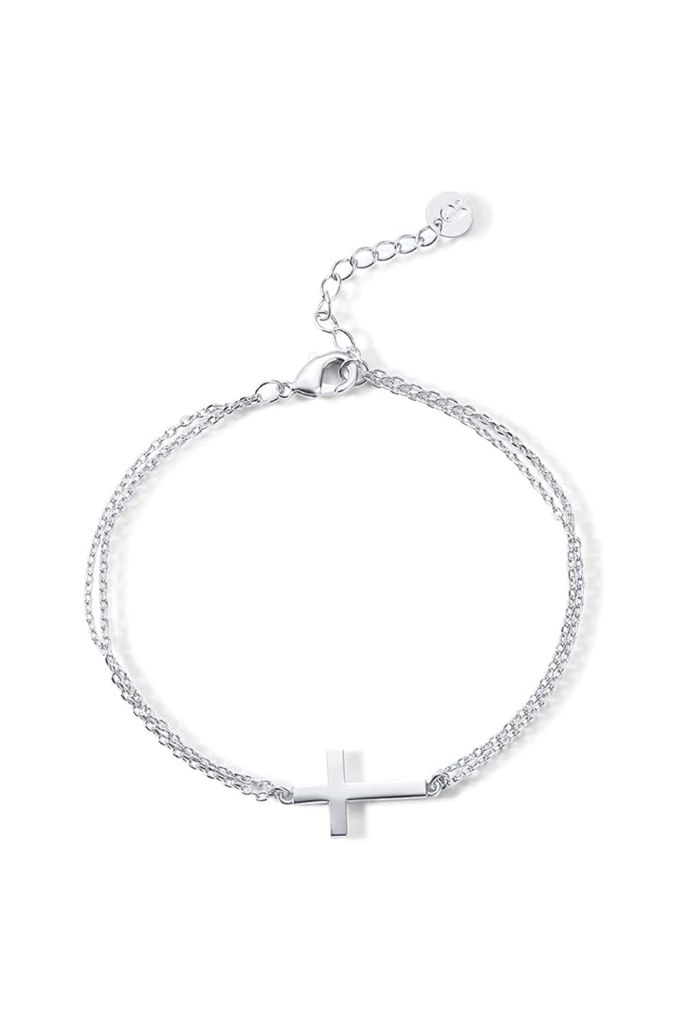 Gold Plated Sideways Cross Cubic Zirconia Station Bracelets