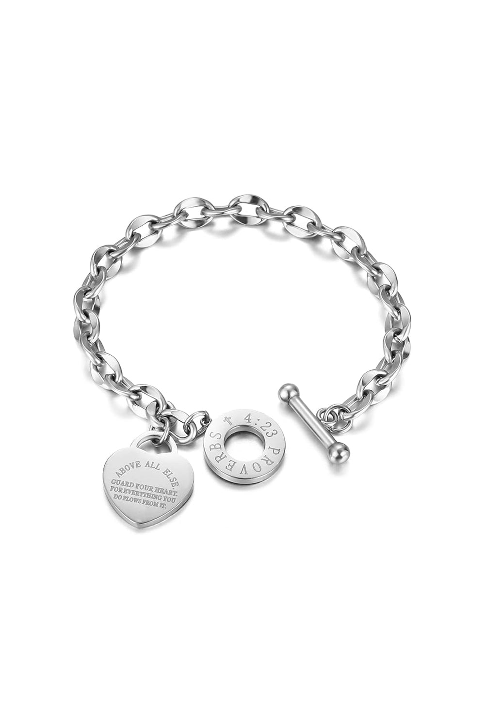 Gold Stainless Love Pendant Link Adjustable Chain Bracelets with Heart