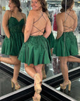 Green Appliques Sweetheart Lace-Up A-Line Short Party Dress
