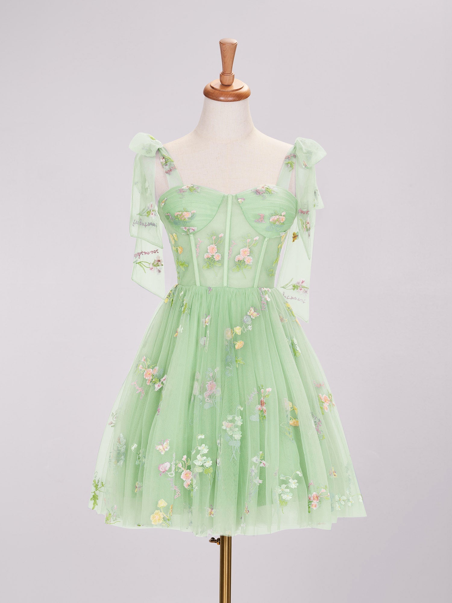 Trendy A Line Spaghetti Straps Short Homecoming Dress with Embroidery