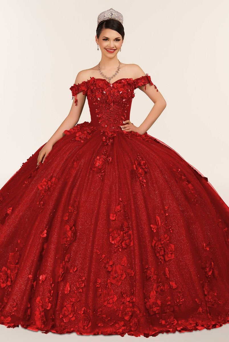 Illa | Ball Gown Organza Sweetheart Burgundy Quinceanera Dress - KissProm