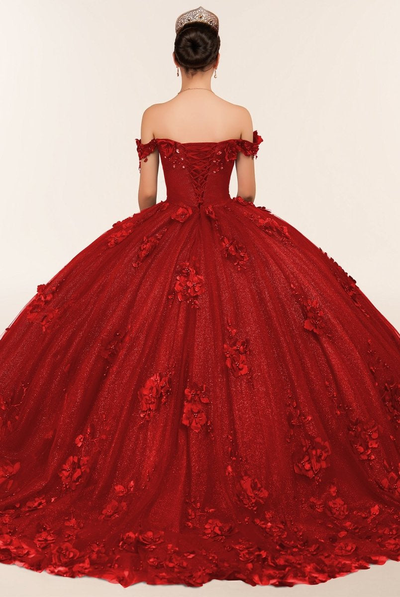 Illa | Ball Gown Organza Sweetheart Burgundy Quinceanera Dress - KissProm