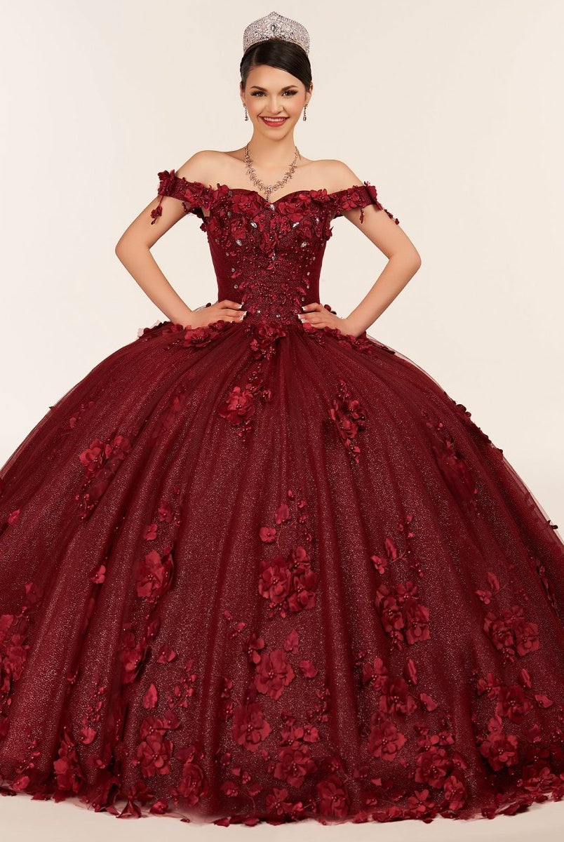 Illa | Ball Gown Organza Sweetheart Burgundy Quinceanera Dress - KissProm