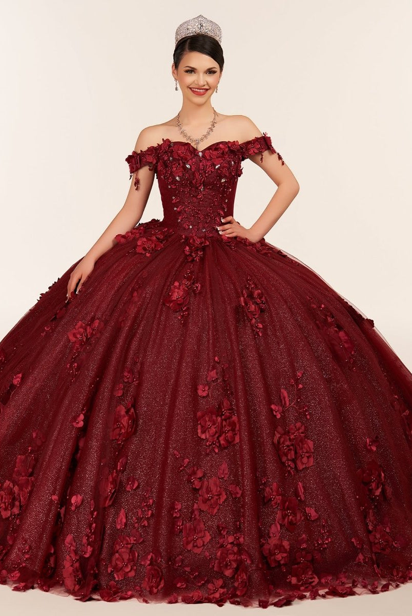 Illa | Ball Gown Organza Sweetheart Burgundy Quinceanera Dress - KissProm