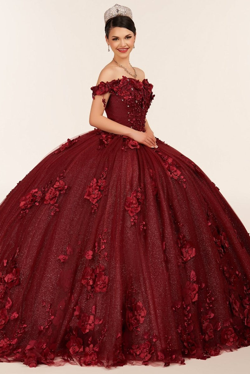 Illa | Ball Gown Organza Sweetheart Burgundy Quinceanera Dress - KissProm