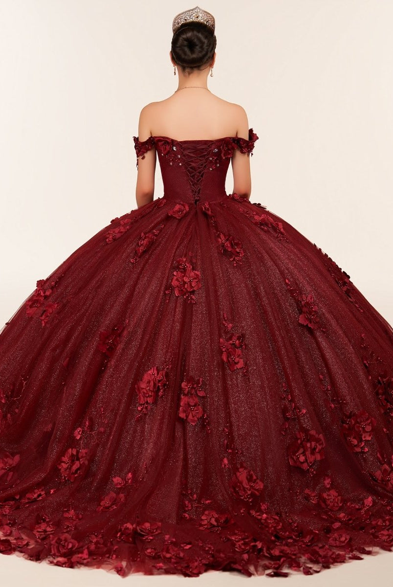 Illa | Ball Gown Organza Sweetheart Burgundy Quinceanera Dress - KissProm