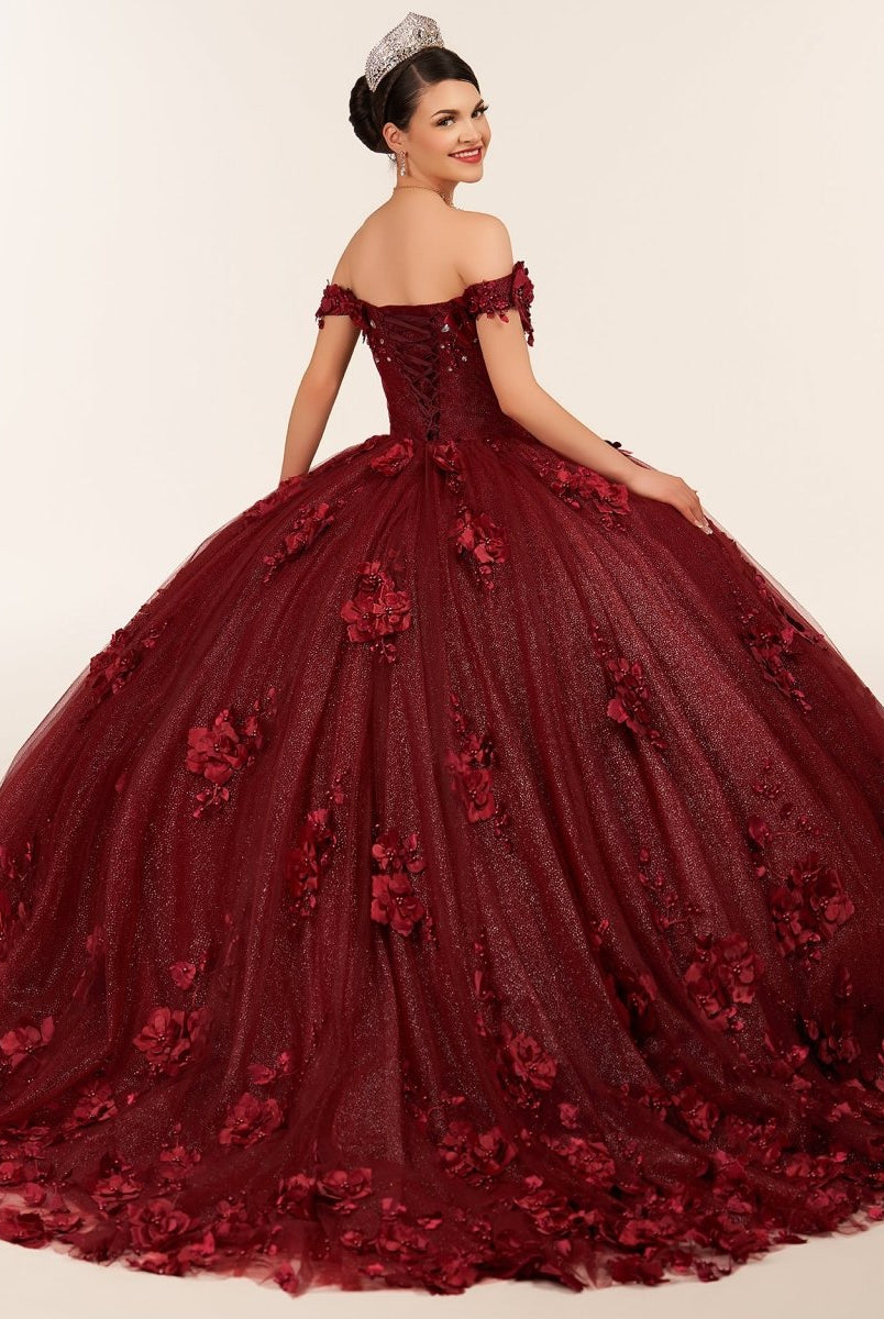 Illa | Ball Gown Organza Sweetheart Burgundy Quinceanera Dress - KissProm