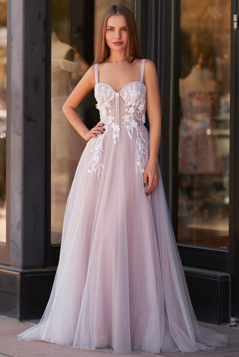 Felicity |Lavender A - line Sweetheart Neckline Tulle Sweep Train Prom Dress - KissProm